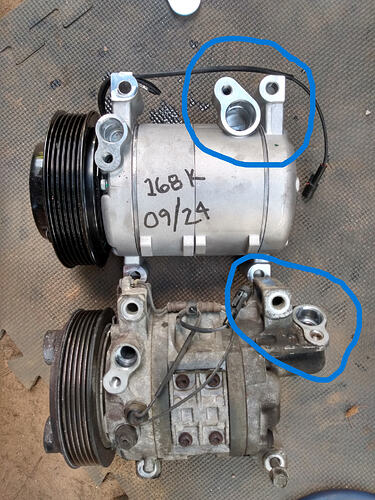 AC compressor old v new 1st replacement (1)